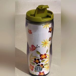 Starbucks Coffee 2008 Tumbler Metallic Foil Flowers Butterfly 12oz Travel Cup